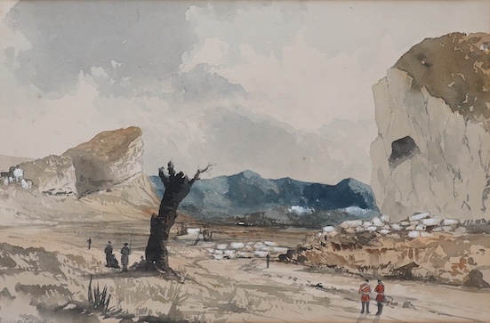 A set three ink and watercolours on paper, to include ‘Inkerman, City of Caverns’, each is mounted, each signed William Simpson, largest 18 x 31cm, unframed. Condition - fair